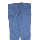 WALLPOLO Mens Cotton Blend Blue Slim Tapered Trousers W40 L32 Stylish Casual