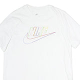 NIKE Mens White Colourful Logo Graphic T-Shirt L Short Sleeve Crew Neck