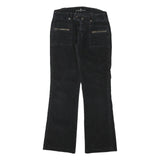 7 FOR ALL MANKIND Womens Regular Fit Black Straight Trousers W30 L30 Zip Cotton