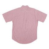 TOMMY HILFIGER Mens Red & White Check Shirt M Button Short Sleeve Cotton Blend