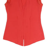 CALVIN KLEIN Womens Red Sleeveless V-Neck Top S Elegant Cotton Blend