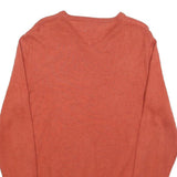 TOMMY HILFIGER Mens Orange & Grey Argyle V-Neck Patterned Cable Knit XS Cotton