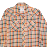 TEMTEX Mens Orange & Green Check Shirt L Casual Button Long Sleeve Retro