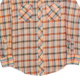 TEMTEX Mens Orange & Green Check Shirt L Casual Button Long Sleeve Retro