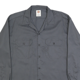 DICKIES Mens Grey Workwear Style L Cotton Blend Shirt Long Sleeve Button Pocket