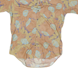 PEGASUS Mens Beige & Blue Floral Short Sleeve Shirt M Cotton Blend Casual