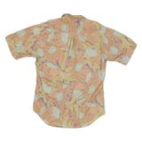 PEGASUS Mens Beige & Blue Floral Short Sleeve Shirt M Cotton Blend Casual