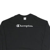 CHAMPION Womens Black Cropped Crew Neck Sweatshirt M Cotton Blend Logo