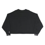 CHAMPION Womens Black Cropped Crew Neck Sweatshirt M Cotton Blend Logo