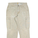 CARHARTT Mens Relaxed Fit Beige Cargo Trousers W32 L30 Cotton Blend Zip Closure