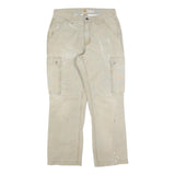 CARHARTT Mens Relaxed Fit Beige Cargo Trousers W32 L30 Cotton Blend Zip Closure