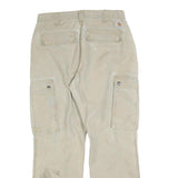 CARHARTT Mens Relaxed Fit Beige Cargo Trousers W32 L30 Cotton Blend Zip Closure
