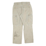 CARHARTT Mens Relaxed Fit Beige Cargo Trousers W32 L30 Cotton Blend Zip Closure