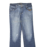 YARRTER Womens Blue Regular Fit Straight Denim W30 L32 Zip Cotton Blend Casual