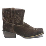 JUSTIN Womens Brown Synthetic Ankle Boots UK 9 Stylish Western Embroidered