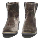 JUSTIN Womens Brown Synthetic Ankle Boots UK 9 Stylish Western Embroidered