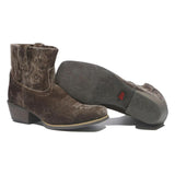 JUSTIN Womens Brown Synthetic Ankle Boots UK 9 Stylish Western Embroidered