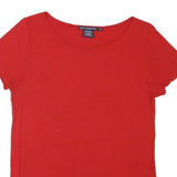 RALPH LAUREN SPORT Womens Red Basic Top Short Sleeve Crew Neck L Cotton Blend