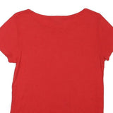 RALPH LAUREN SPORT Womens Red Basic Top Short Sleeve Crew Neck L Cotton Blend