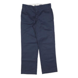 DICKIES Mens Cotton Blend Navy Regular Fit Straight Leg Trousers W32 L30