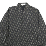 PRONTO UOMO Mens Black Geometric Pattern Shirt M Button Collar Cotton Blend
