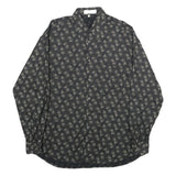 PRONTO UOMO Mens Black Geometric Pattern Shirt M Button Collar Cotton Blend