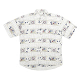 NATURAL ISSUE Mens White Nautical Print Cotton Shirt L Beach Casual Summer