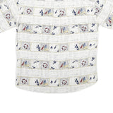 NATURAL ISSUE Mens White Nautical Print Cotton Shirt L Beach Casual Summer