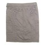 DEX Womens Taupe Mini Cotton Blend Cargo Skirt S Zip Pocket Casual Outdoor