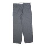 DICKIES Mens Cotton Blend Grey Regular Straight Trousers Zip Closure W40 L34