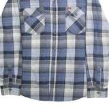 WRANGLER Mens Blue & White Checked Shirt XL Button Pocket Casual Cotton Blend