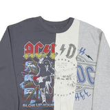 ACDC Mens Grey & Cream Band Logo Crew Neck L Cotton Blend Sweatshirt