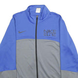 NIKE Mens Blue & Grey Zip Jacket L Polyester Sportswear Comfortable Casual