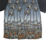 CROFT & BARROW Mens Black & Blue Tropical Palm Print Shirt 2XL Casual Cotton