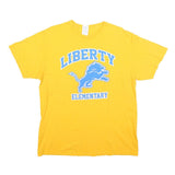 DELTA Mens Yellow Liberty Elementary Graphic T-Shirt L Crew Neck Short Sleeve