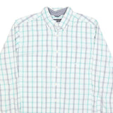 NAUTICA Mens White & Green Check Shirt M Classic Button-Down Collar Cotton Blend