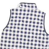 J.CREW Womens Navy & White Quilted Gilet XL Polyester Blend Check Zip Pocket