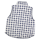 J.CREW Womens Navy & White Quilted Gilet XL Polyester Blend Check Zip Pocket