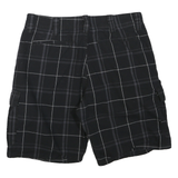 WRANGLER Mens Black Casual Cargo Checked Shorts M W34 Relaxed Fit Cotton Blend