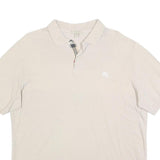 BURBERRY BRIT Mens Cream Polo Shirt XL Cotton Blend Short Sleeve Plain Classic