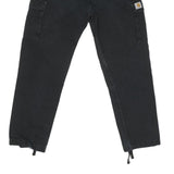 CARHARTT Mens Regular Fit Black Cargo Trousers W32 L29 Cotton Blend Zip