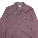 WRANGLER Mens Maroon Plain Shirt L Cotton Button Pockets Long Sleeve Casual