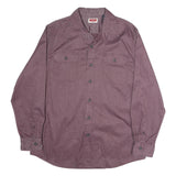 WRANGLER Mens Maroon Plain Shirt L Cotton Button Pockets Long Sleeve Casual