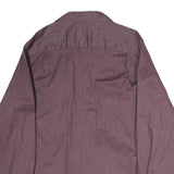 WRANGLER Mens Maroon Plain Shirt L Cotton Button Pockets Long Sleeve Casual