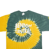 GILDAN Mens Green & Yellow Tie Dye Benton Central Graphic T-Shirt XL Short
