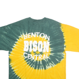 GILDAN Mens Green & Yellow Tie Dye Benton Central Graphic T-Shirt XL Short