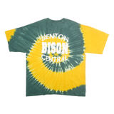 GILDAN Mens Green & Yellow Tie Dye Benton Central Graphic T-Shirt XL Short