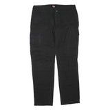 DICKIES Mens Cotton Blend Black Regular Straight Trousers W36 L32 Zip Cargo