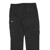 DICKIES Mens Cotton Blend Black Regular Straight Trousers W36 L32 Zip Cargo