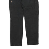 DICKIES Mens Cotton Blend Black Regular Straight Trousers W36 L32 Zip Cargo